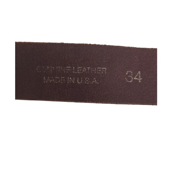 Genuine Brown Leather Belt with Rhinestone Embellished Buckle - Picture 7 of 7